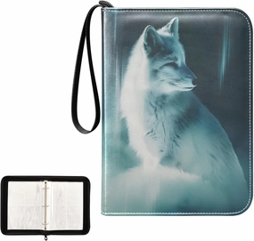 4 Pockets Trading Card Album Holder Book Folder Sports Card Binder White Fox 4 400 Double Side Pockets for 3 Ring Binder Zipper