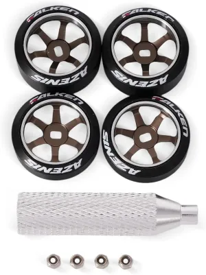 4Pcs 20mm 1/28 Rc Car Drift Wheel Hub with Rc Car Drift Logo Tires for 1/24 1/28 Mini-Z Mini-Q TG Racing Wltoys K969 RC Drift Car Upgrade Parts (Bronzed)