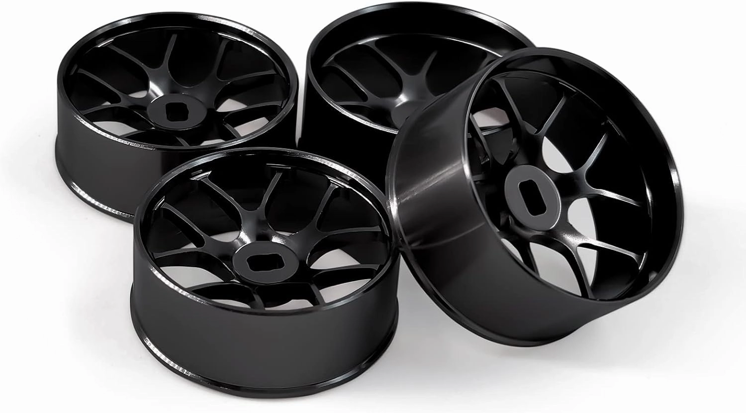 4Pcs Metal 1/24 1/28 RC Car Drift Wheels, [2N 2W] 22mm 1/28 RC Car Drift Hubs for BBS Mini-Q HGD1 Mini-D DRZ Wltoys K969 K989 Rc Car Upgrade Parts (Black, 5.5 Degree)