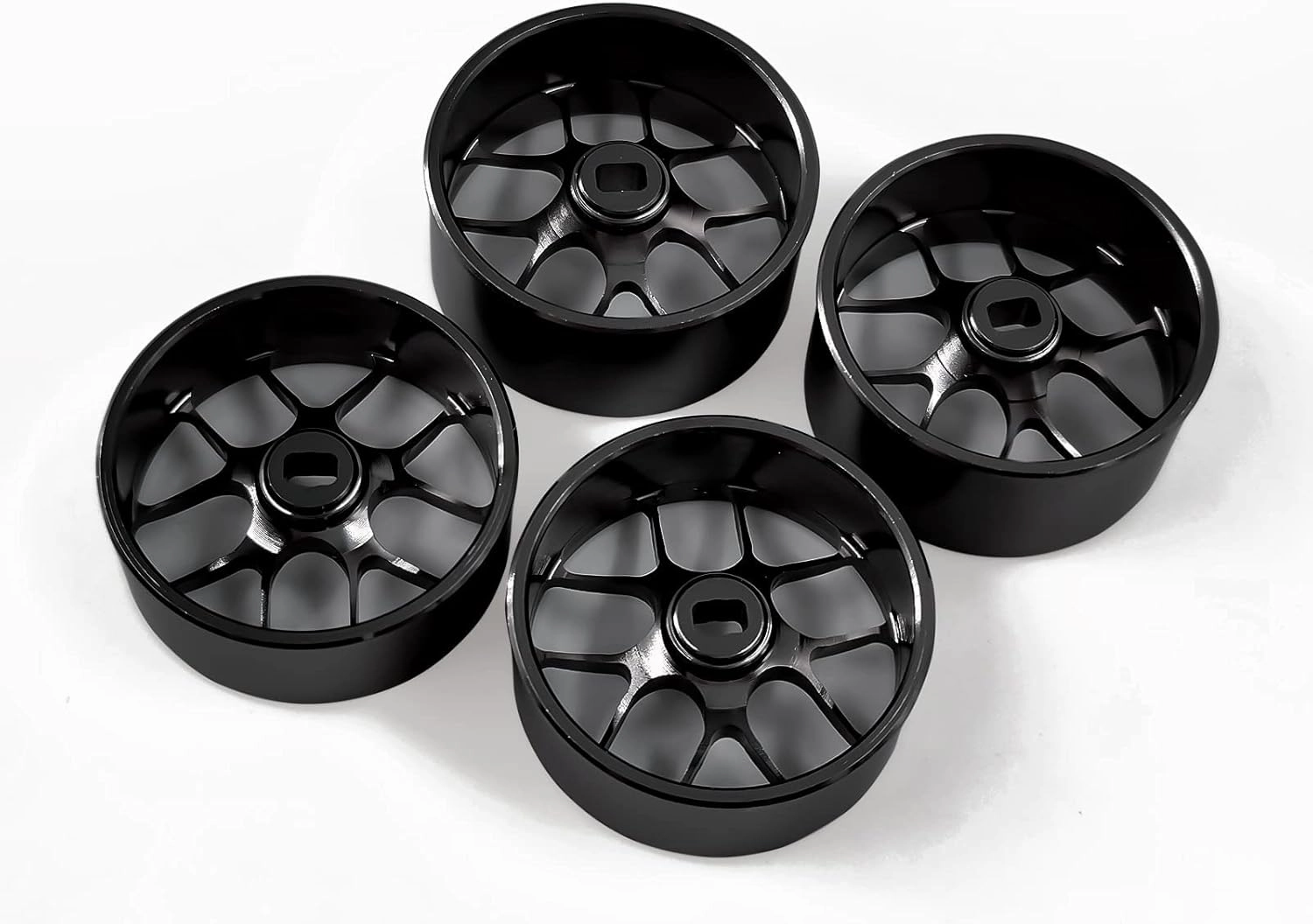 4Pcs Metal 1/24 1/28 RC Car Drift Wheels, [2N 2W] 22mm 1/28 RC Car Drift Hubs for BBS Mini-Q HGD1 Mini-D DRZ Wltoys K969 K989 Rc Car Upgrade Parts (Black, 5.5 Degree)