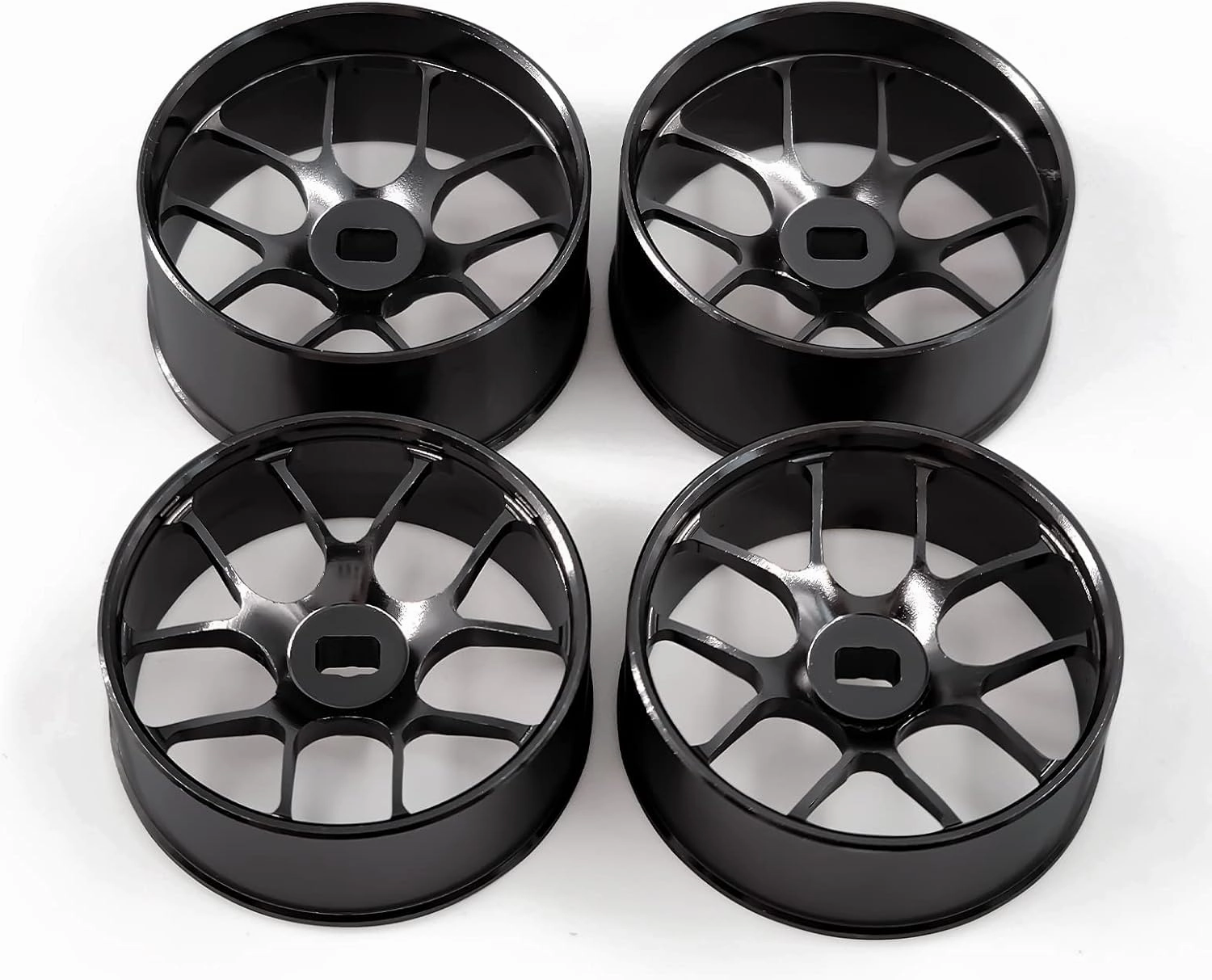 4Pcs Metal 1/24 1/28 RC Car Drift Wheels, [2N 2W] 22mm 1/28 RC Car Drift Hubs for BBS Mini-Q HGD1 Mini-D DRZ Wltoys K969 K989 Rc Car Upgrade Parts (Black, 5.5 Degree)