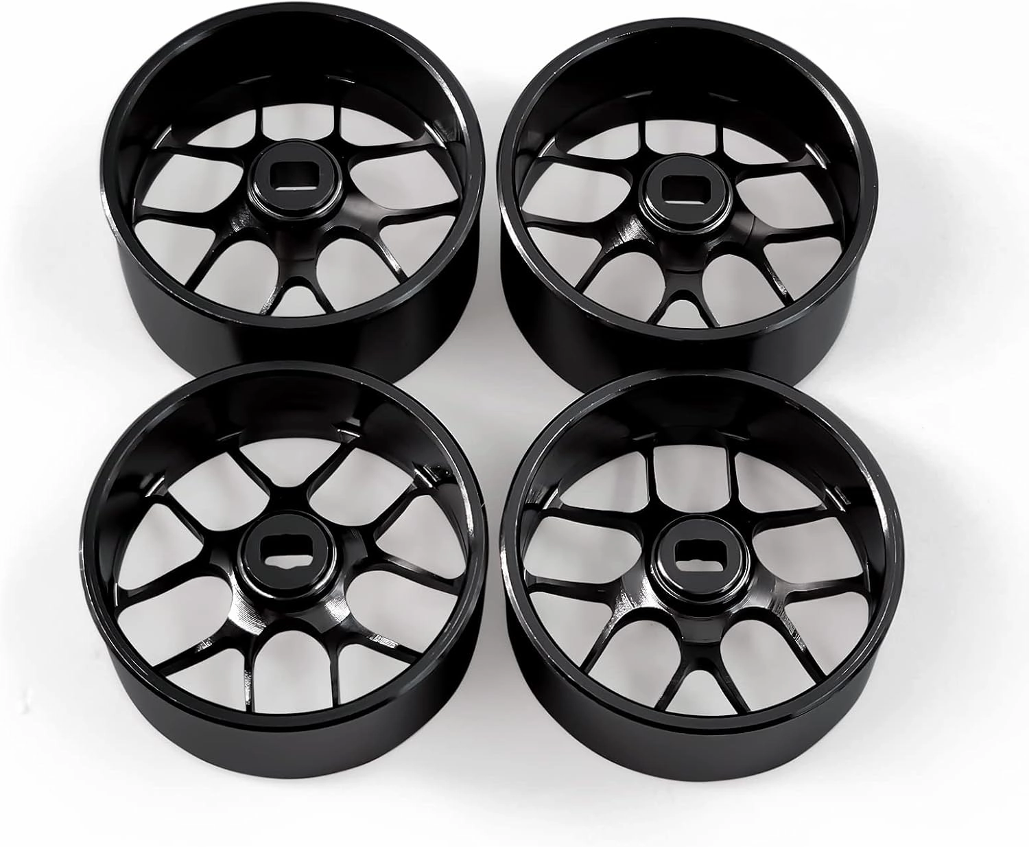 4Pcs Metal 1/24 1/28 RC Car Drift Wheels, [2N 2W] 22mm 1/28 RC Car Drift Hubs for BBS Mini-Q HGD1 Mini-D DRZ Wltoys K969 K989 Rc Car Upgrade Parts (Black, 5.5 Degree)