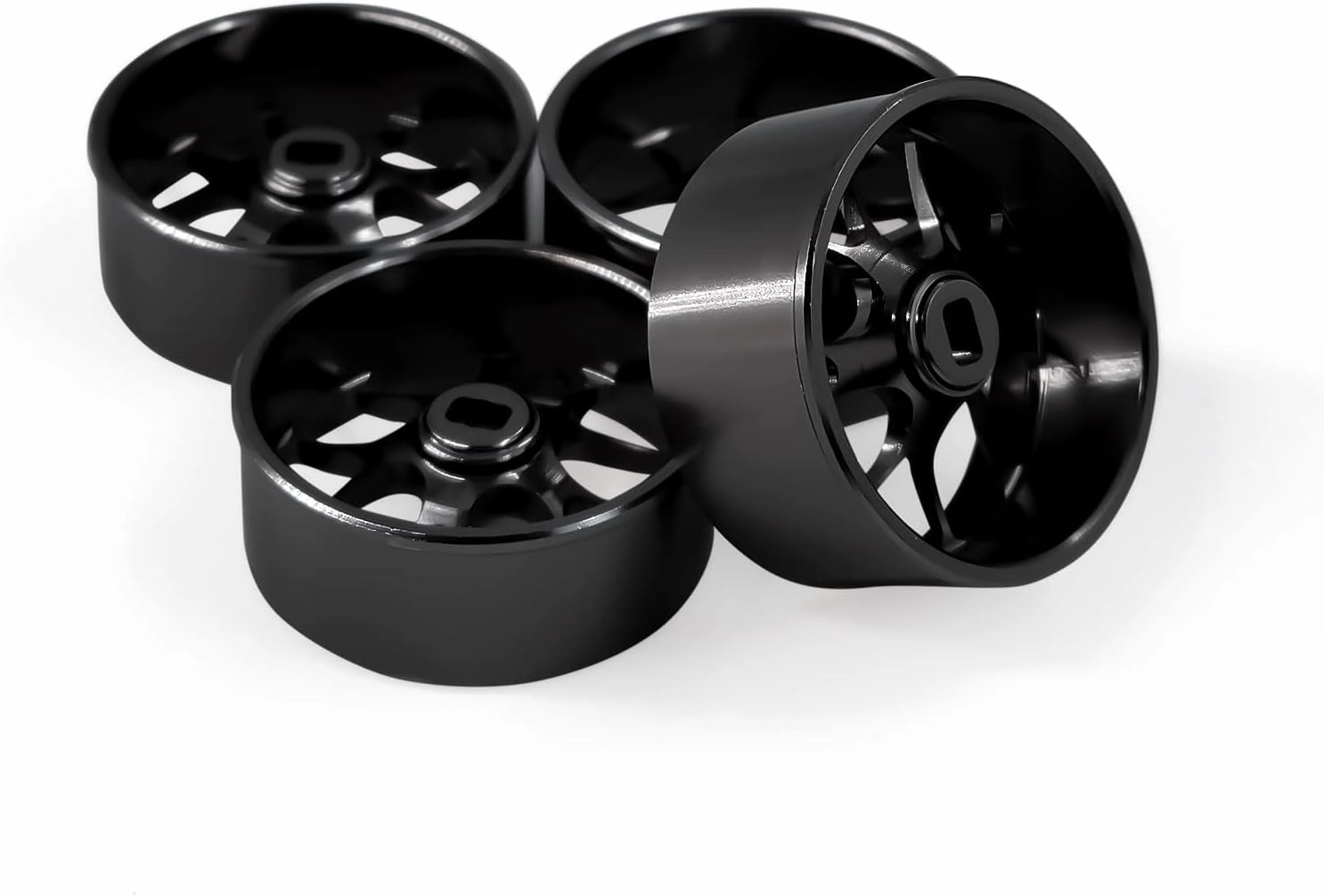 4Pcs Metal 1/24 1/28 RC Car Drift Wheels, [2N 2W] 22mm 1/28 RC Car Drift Hubs for BBS Mini-Q HGD1 Mini-D DRZ Wltoys K969 K989 Rc Car Upgrade Parts (Black, 5.5 Degree)