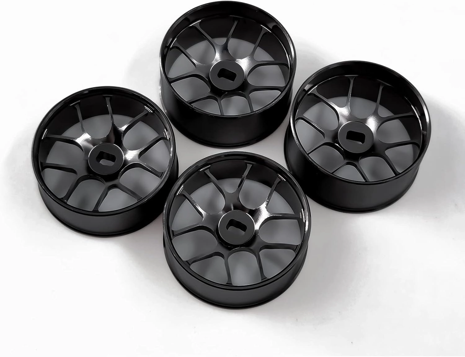 4Pcs Metal 1/24 1/28 RC Car Drift Wheels, [2N 2W] 22mm 1/28 RC Car Drift Hubs for BBS Mini-Q HGD1 Mini-D DRZ Wltoys K969 K989 Rc Car Upgrade Parts (Black, 5.5 Degree)