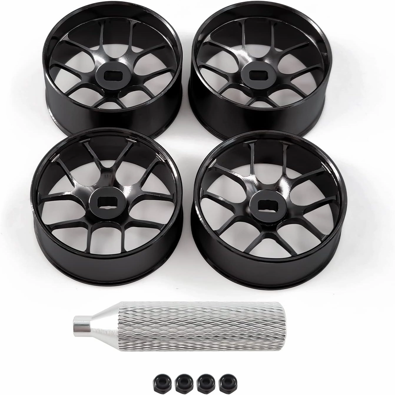 4Pcs Metal 1/24 1/28 RC Car Drift Wheels, [2N 2W] 22mm 1/28 RC Car Drift Hubs for Mini-Z BBS Mini-Q HGD1 Mini-D DRZ Wltoys K969 K989 Rc Car Upgrade Parts (2.5 Degree, Black)