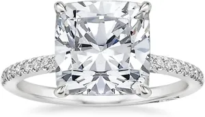 5 CT Cushion Cut Colorless Moissanite Engagement Ring Set, Tacori Wedding/Bridal Sets, 925 Sterling Silver, Anniversary Ring Pave Set, Holiday Gift for Women, 10K/14K/18K/22K Gold