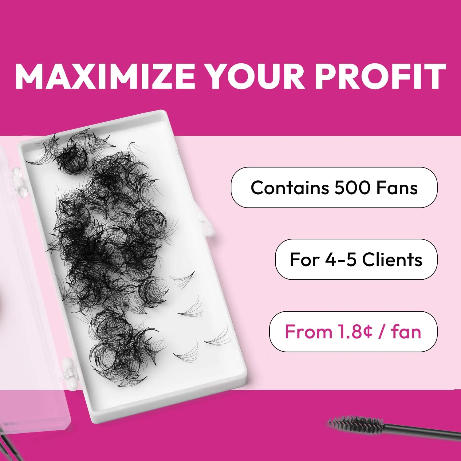 500 Promade Fans - 6D 0.07 Size 12mm Curl C - Volume Premade Lash Fans for Eyelash Extensions Middle Stem Handmade Loose Pre Made Eyelash Fluffy Soft Pointy Base