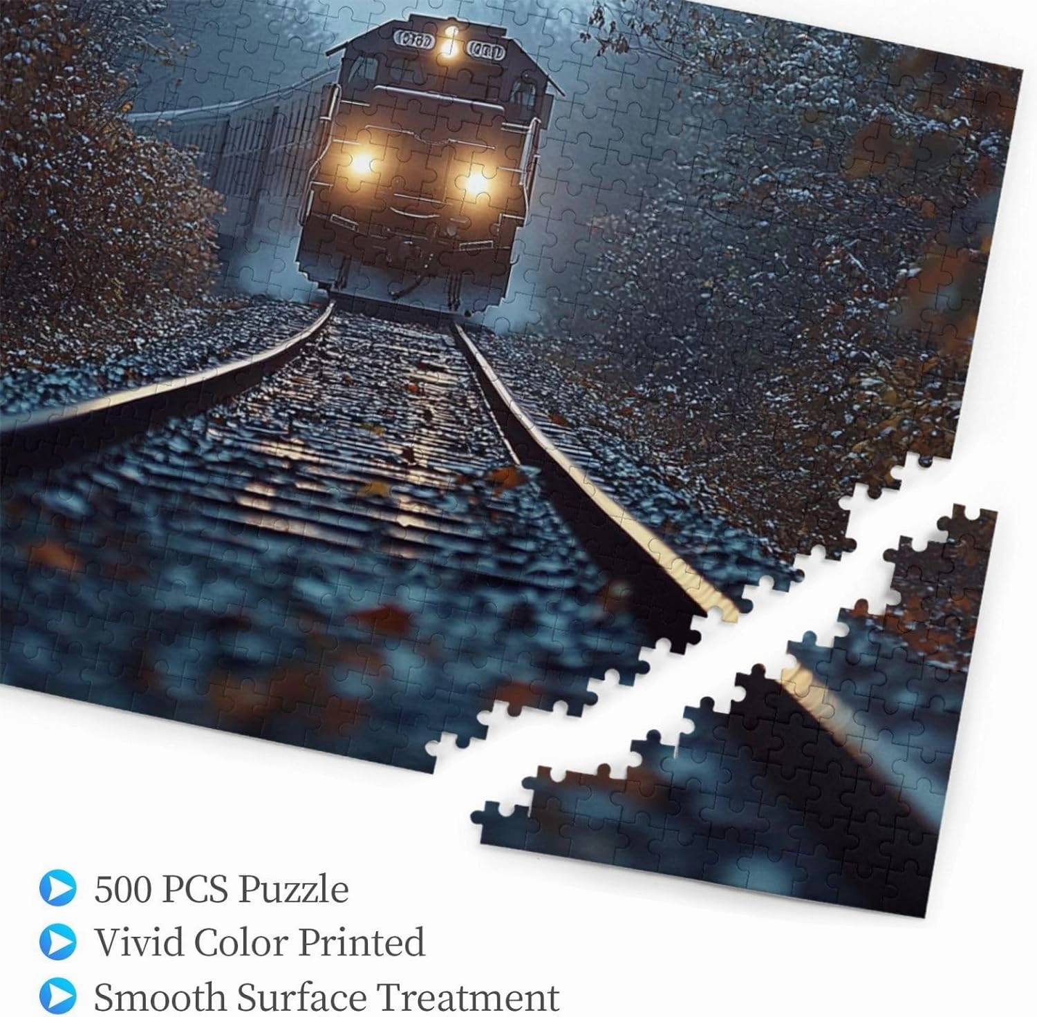 500 pcs Adult Wooden Jigsaw Puzzle，The Locomotive in The Train Tracks,Stunningly Vibrant Colors Flight of Thought，UAdults Funny Artwork，Pieces Fit Together Perfectly，Gifts for Family
