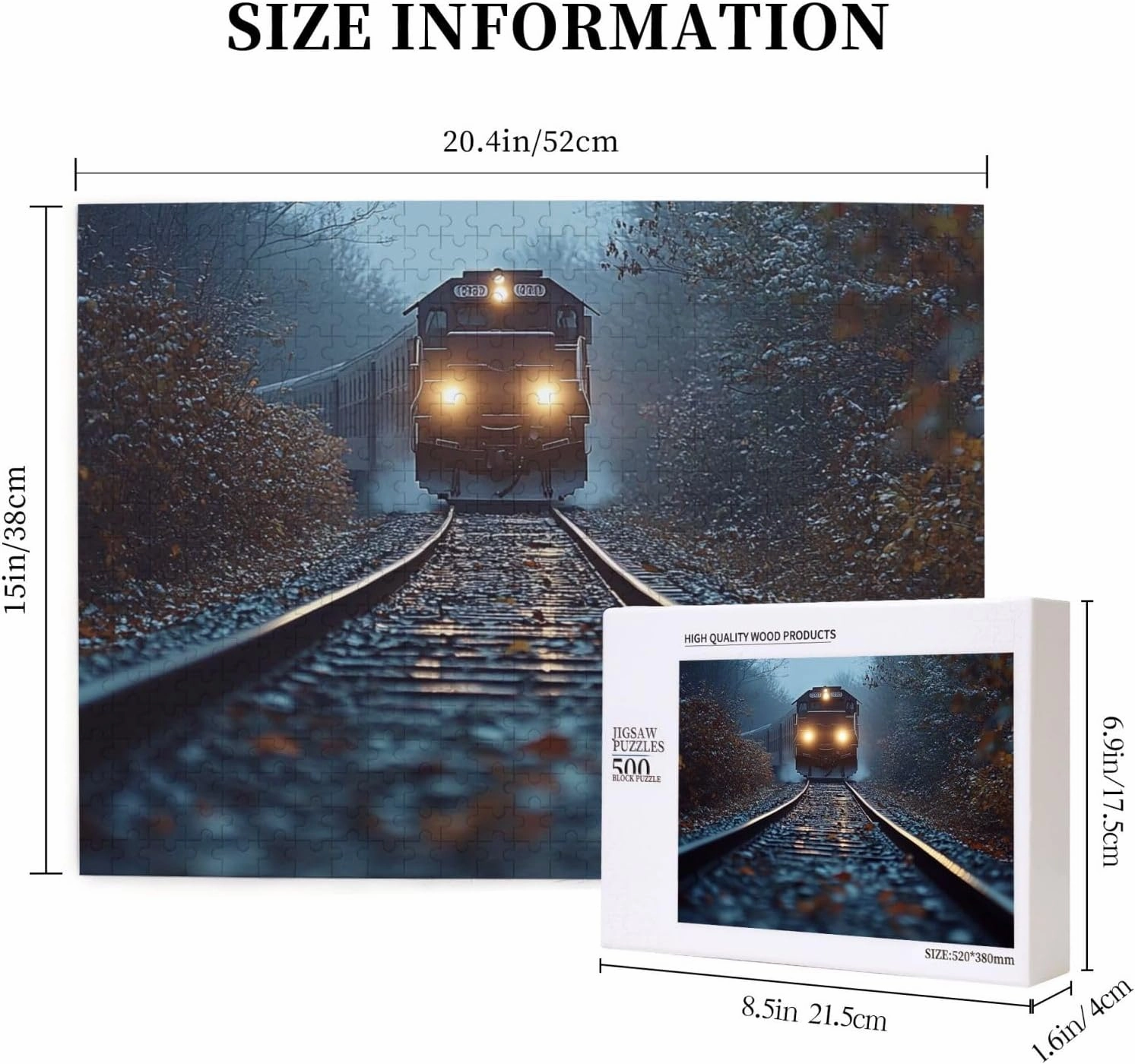 500 pcs Adult Wooden Jigsaw Puzzle，The Locomotive in The Train Tracks,Stunningly Vibrant Colors Flight of Thought，UAdults Funny Artwork，Pieces Fit Together Perfectly，Gifts for Family