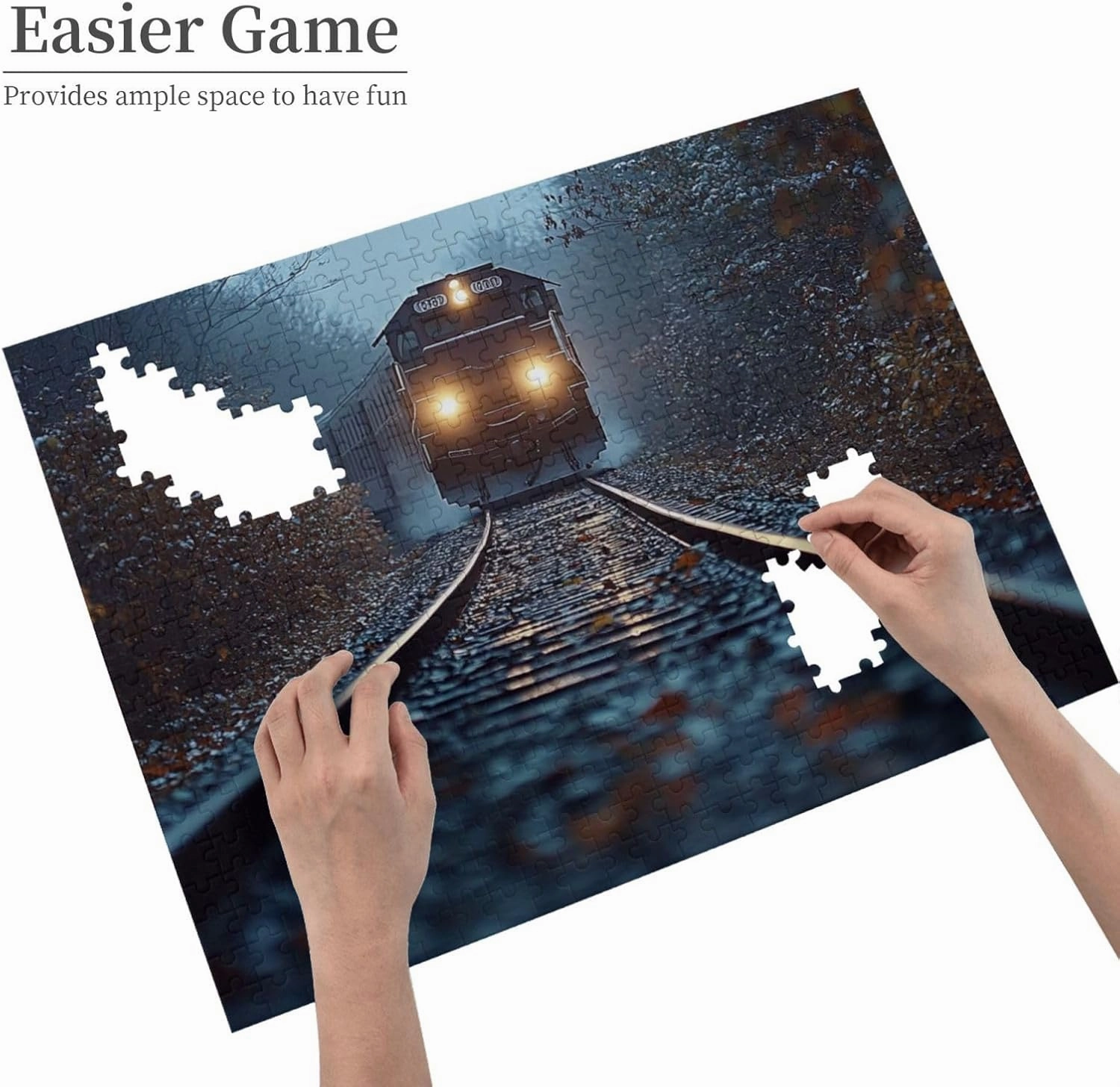 500 pcs Adult Wooden Jigsaw Puzzle，The Locomotive in The Train Tracks,Stunningly Vibrant Colors Flight of Thought，UAdults Funny Artwork，Pieces Fit Together Perfectly，Gifts for Family