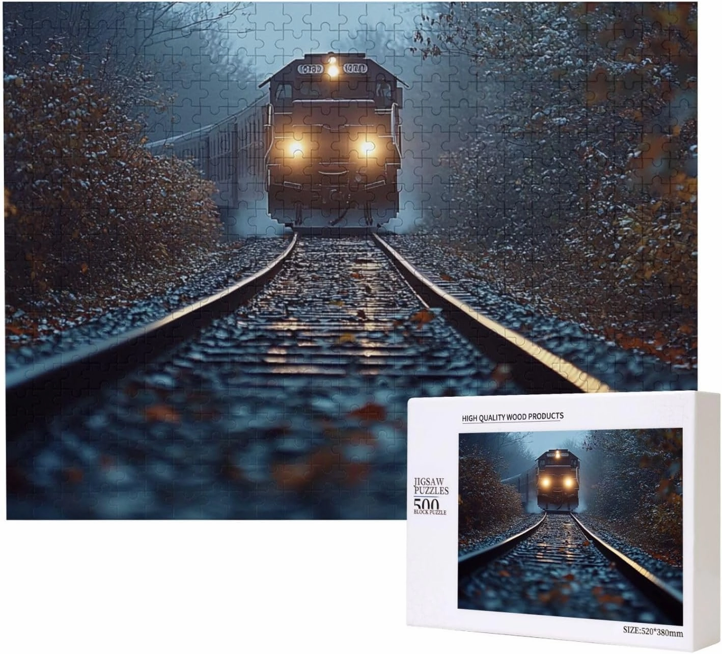 500 pcs Adult Wooden Jigsaw Puzzle，The Locomotive in The Train Tracks,Stunningly Vibrant Colors Flight of Thought，UAdults Funny Artwork，Pieces Fit Together Perfectly，Gifts for Family
