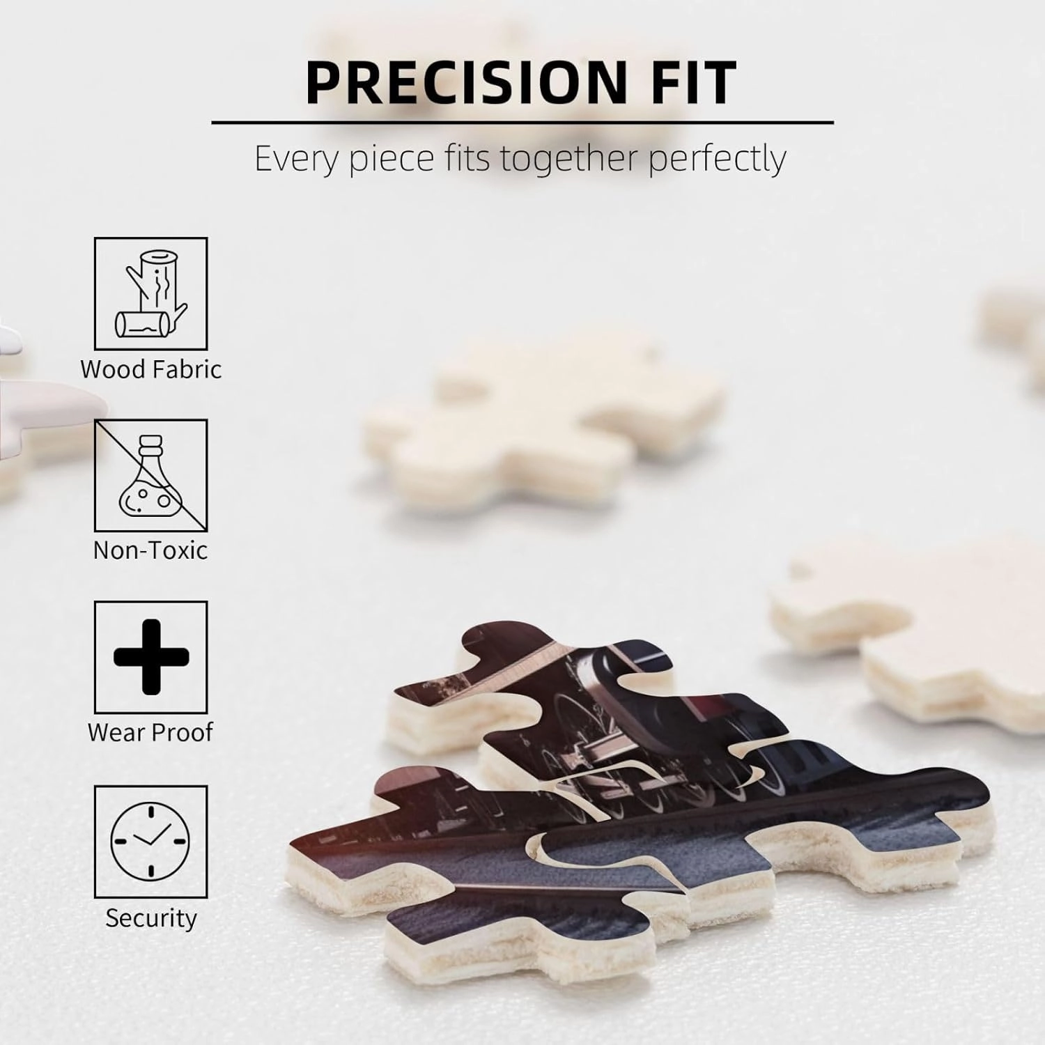 500 Piece Jigsaw Puzzle for Adults Challenging Puzzle for Game Nights Wooden Puzzle Personalized Custom Wood-Puzzles for Family Steam Train Depart Sunset Picture Puzzles Finished Size 20.4"x15"