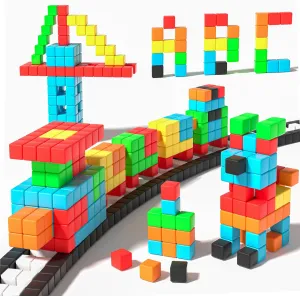 56PCS Magnetic Blocks Building Toys, 1.2 Inch Magnetic Cubes Building Blocks for Toddlers 3-5, STEM Montessori Toys Magnets for Kids Ages 3  Year Old Boys and Girls, Classroom Must Haves