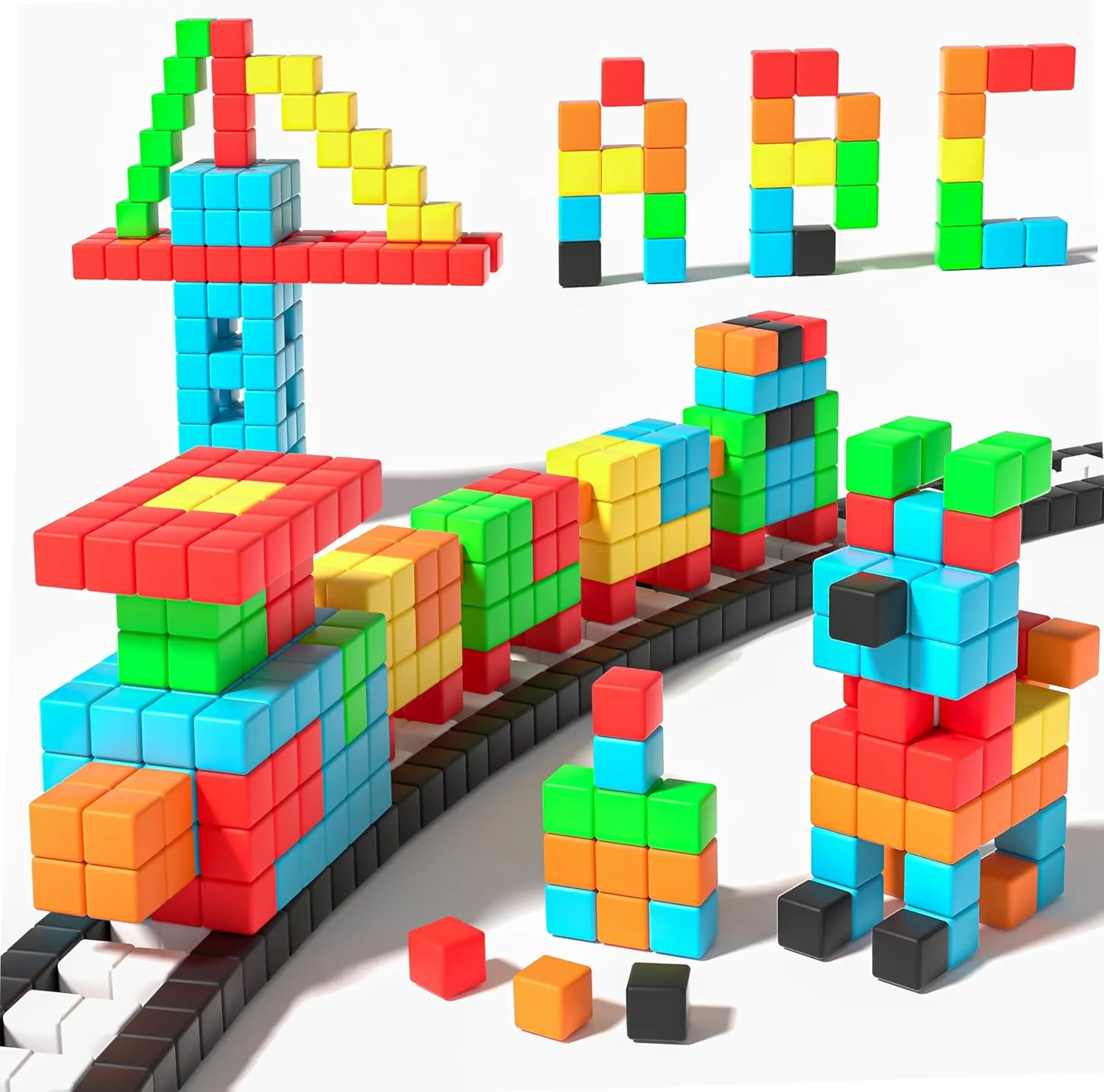 56PCS Magnetic Blocks Building Toys, 1.2 Inch Magnetic Cubes Building Blocks for Toddlers 3-5, STEM Montessori Toys Magnets for Kids Ages 3  Year Old Boys and Girls, Classroom Must Haves
