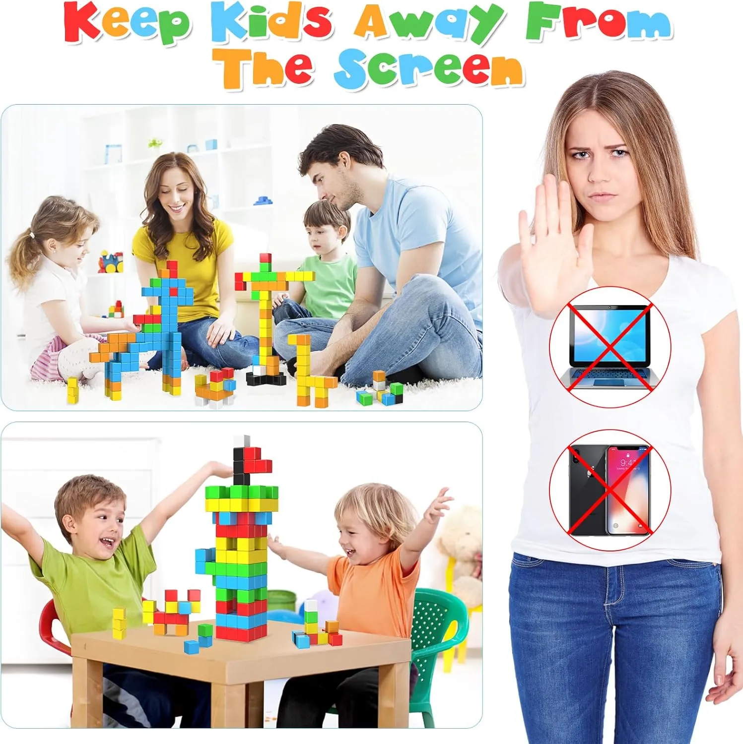 56PCS Magnetic Blocks Building Toys, 1.2 Inch Magnetic Cubes Building Blocks for Toddlers 3-5, STEM Montessori Toys Magnets for Kids Ages 3  Year Old Boys and Girls, Classroom Must Haves