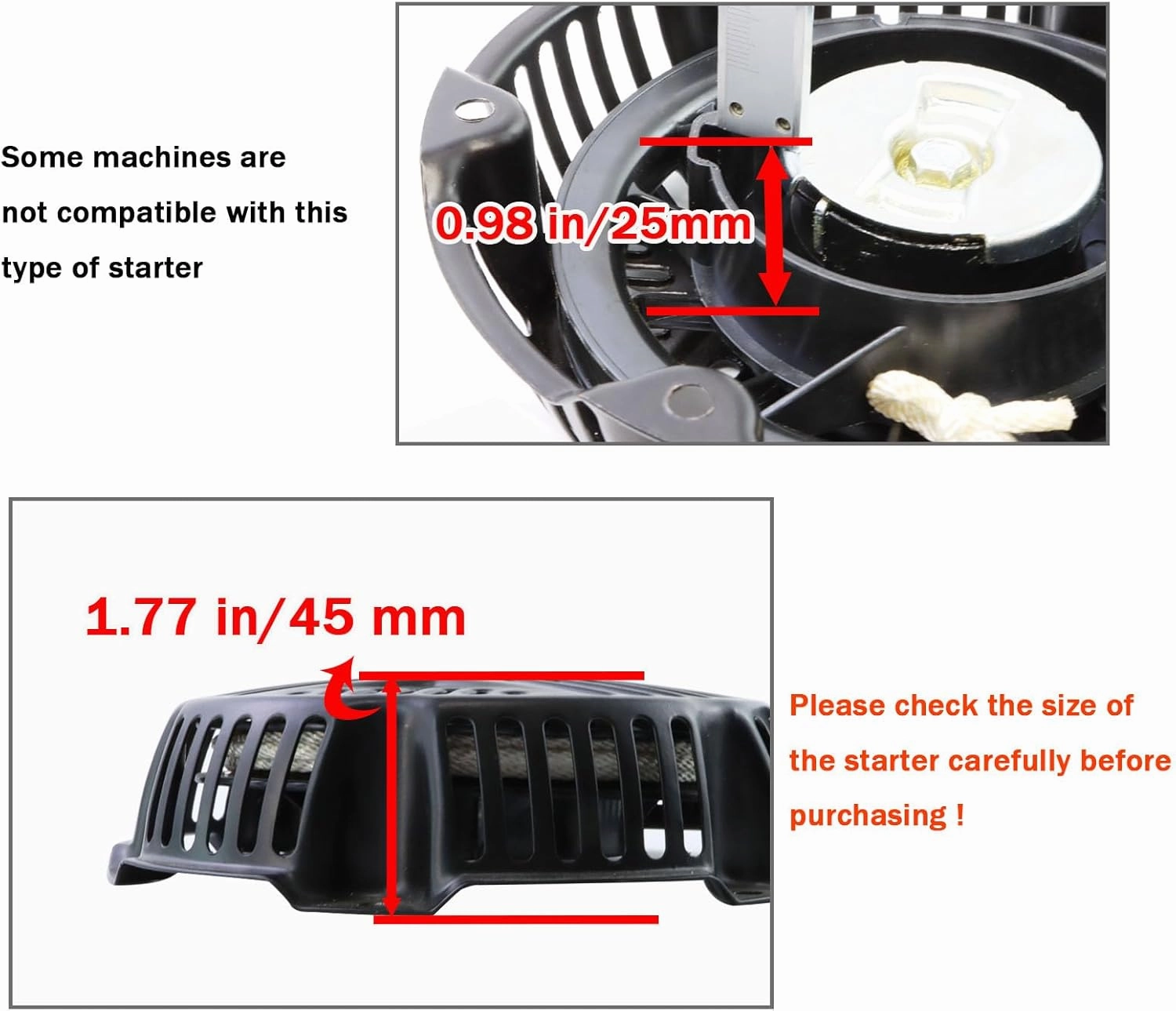 590607 Recoil Starter Compatible with Briggs and Stratton 590607 797276 Pull Start Assembly 163cc 208cc Recoil Starter CR950 CR750 Engine with Pull Rope
