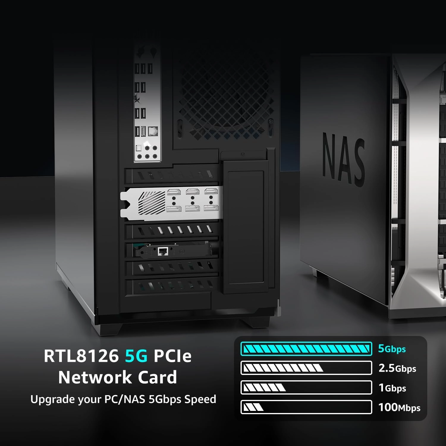 5Gb Base-T Network Card, Realtek RTL8126 Controller, NICGIGA 5G PCIe Ethernet Adapter Support WOL, 5Gbe RJ45 Port NIC Card, Windows10/11/Windows Server/Linux