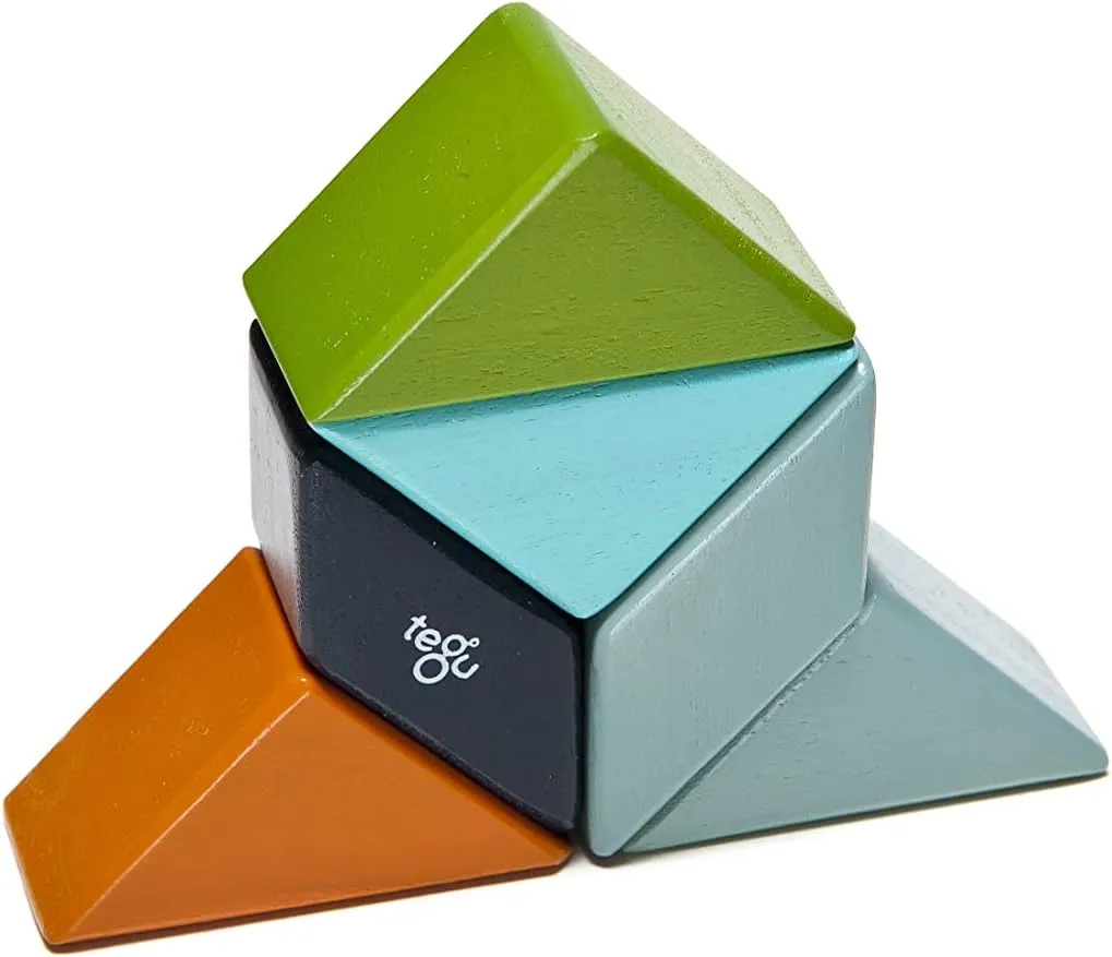 6 Piece Tegu Pocket Pouch Prism Magnetic Wooden Block Set, Nelson