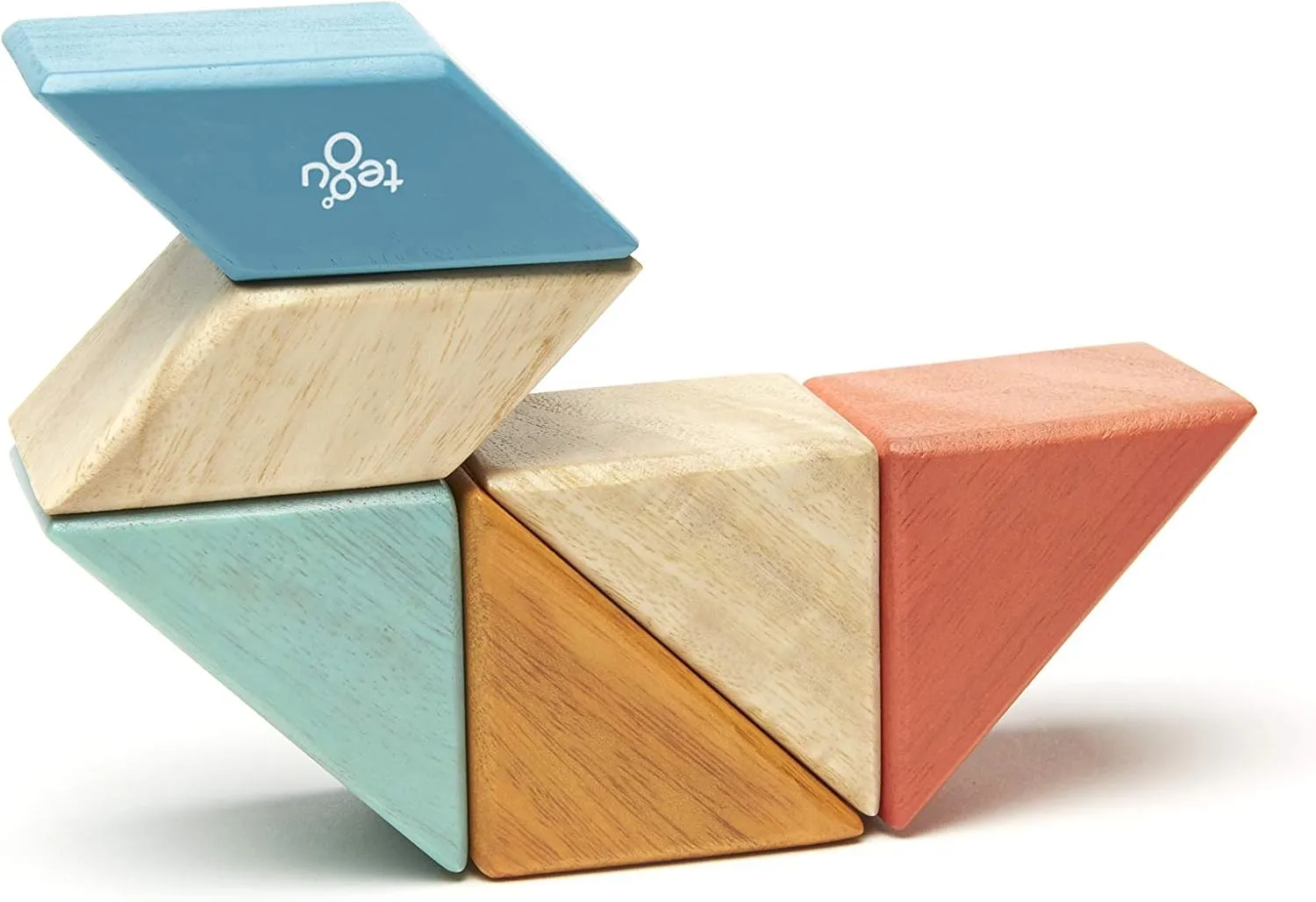 6 Piece Tegu Pocket Pouch Prism Magnetic Wooden Block Set, Sunset