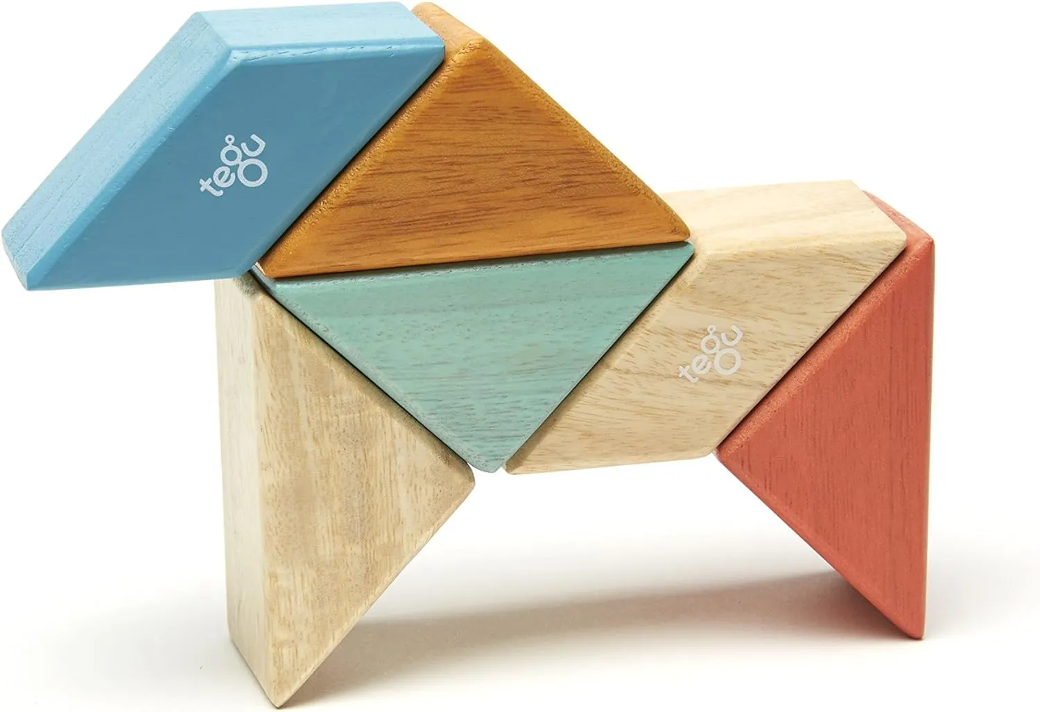 6 Piece Tegu Pocket Pouch Prism Magnetic Wooden Block Set, Sunset