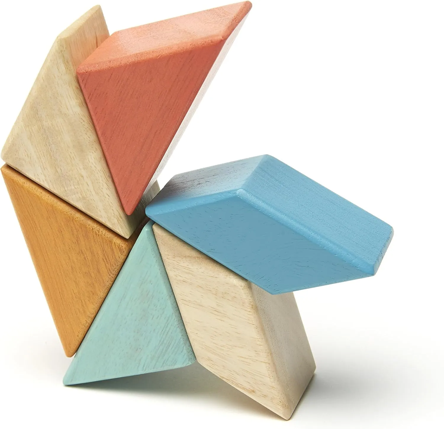 6 Piece Tegu Pocket Pouch Prism Magnetic Wooden Block Set, Sunset
