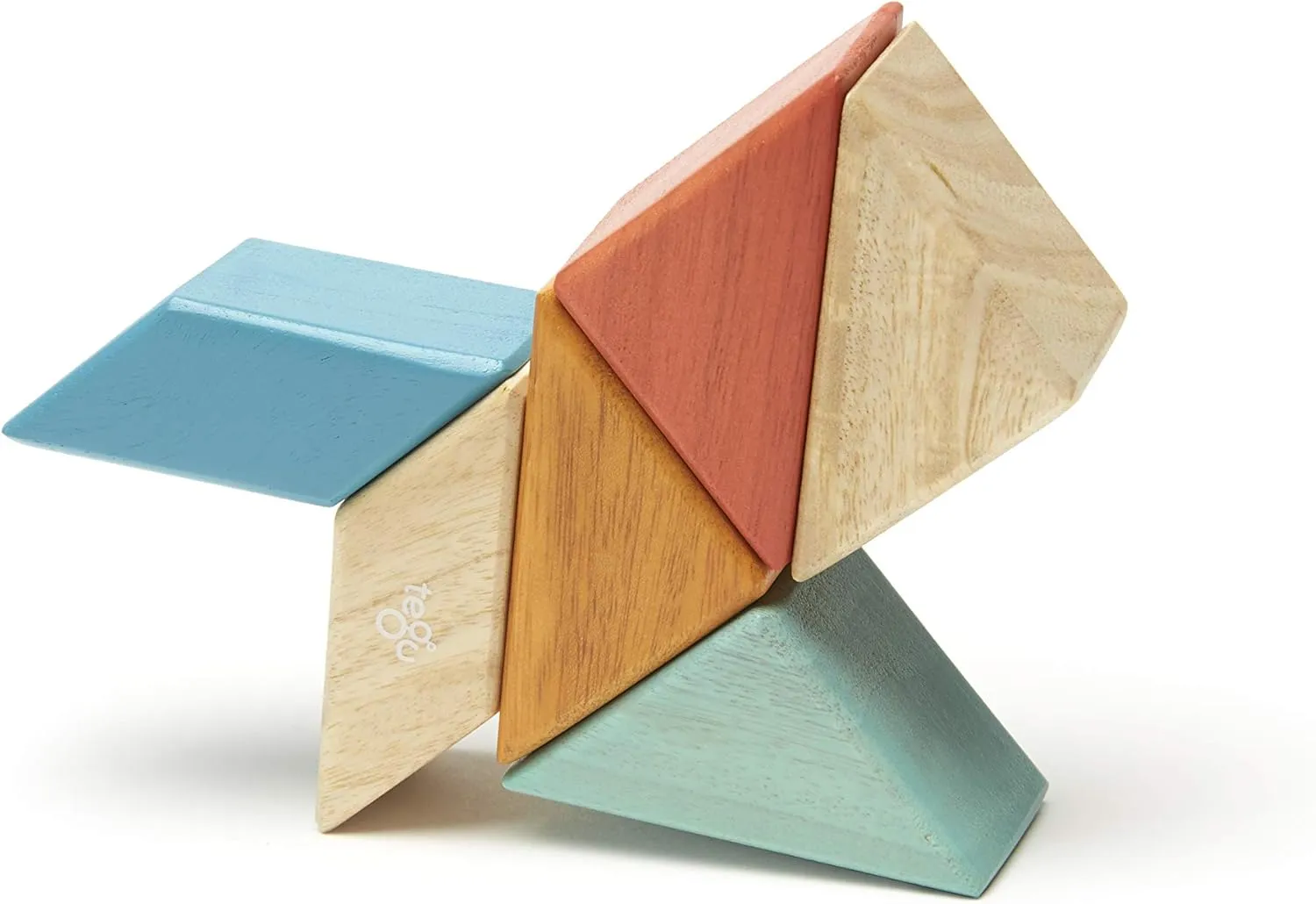 6 Piece Tegu Pocket Pouch Prism Magnetic Wooden Block Set, Sunset