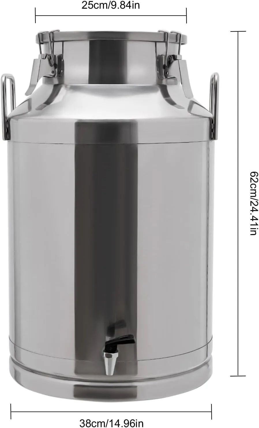 60L/ 16Gallon Stainless Steel Milk Can Milk Bucket Milk Jug Wine Pail Bucket Milk Can Tote Jug with Faucet & Sealed Lid Heavy Duty Milk Can Tote Jug, Silver