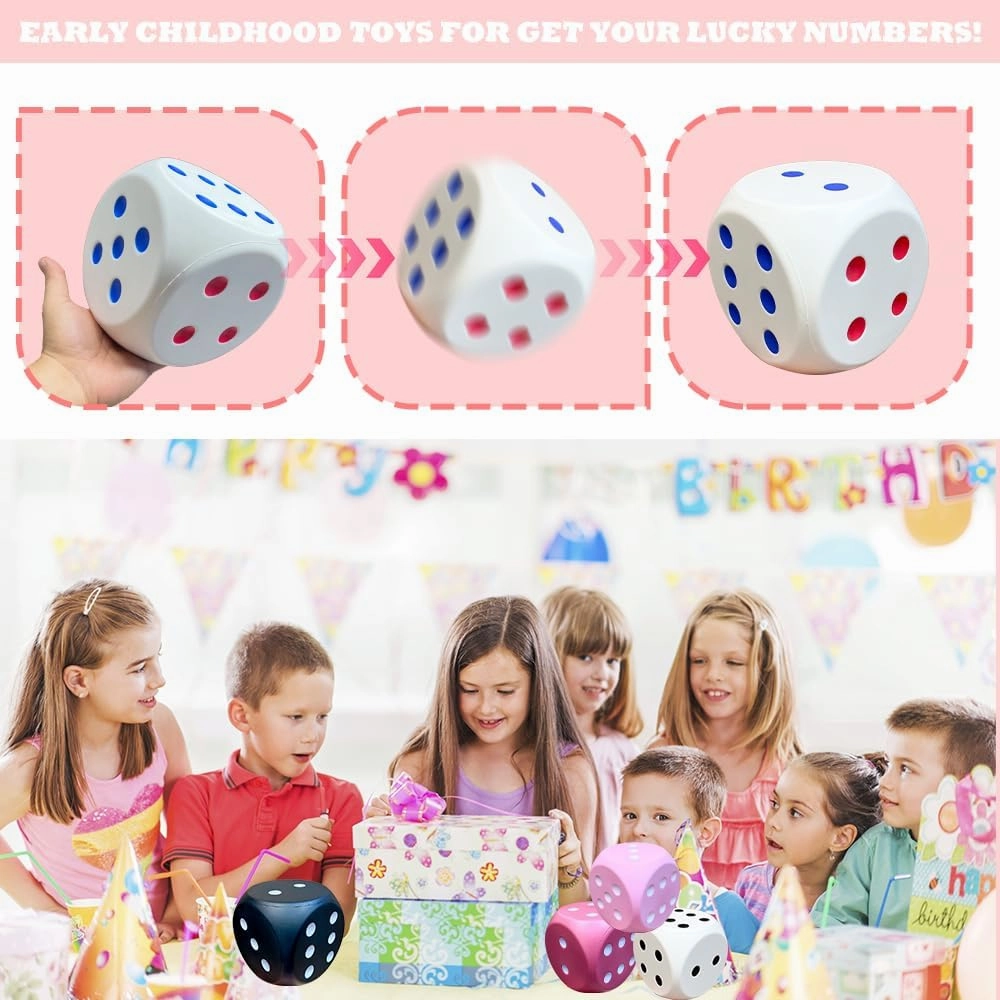 6 Inches Foam Dice Fun Filled Large Educational Toy Giant Dice Decorative Foam Jumbo Dice Big Square Building Blocks for Game Nights and Learning Sessions (Pink)