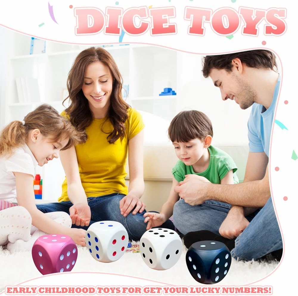 6 Inches Foam Dice Fun Filled Large Educational Toy Giant Dice Decorative Foam Jumbo Dice Big Square Building Blocks for Game Nights and Learning Sessions (Pink)