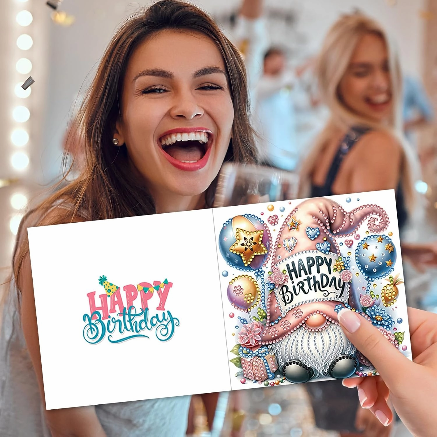 6 Packs DIY 5D Diamond Painting Cards Kits for Adults, Happy Birthday Diamond Art Greeting Cards with Envelop, Diamond Art Cards Gift for Families, Friends, Partners (Birthday 02)
