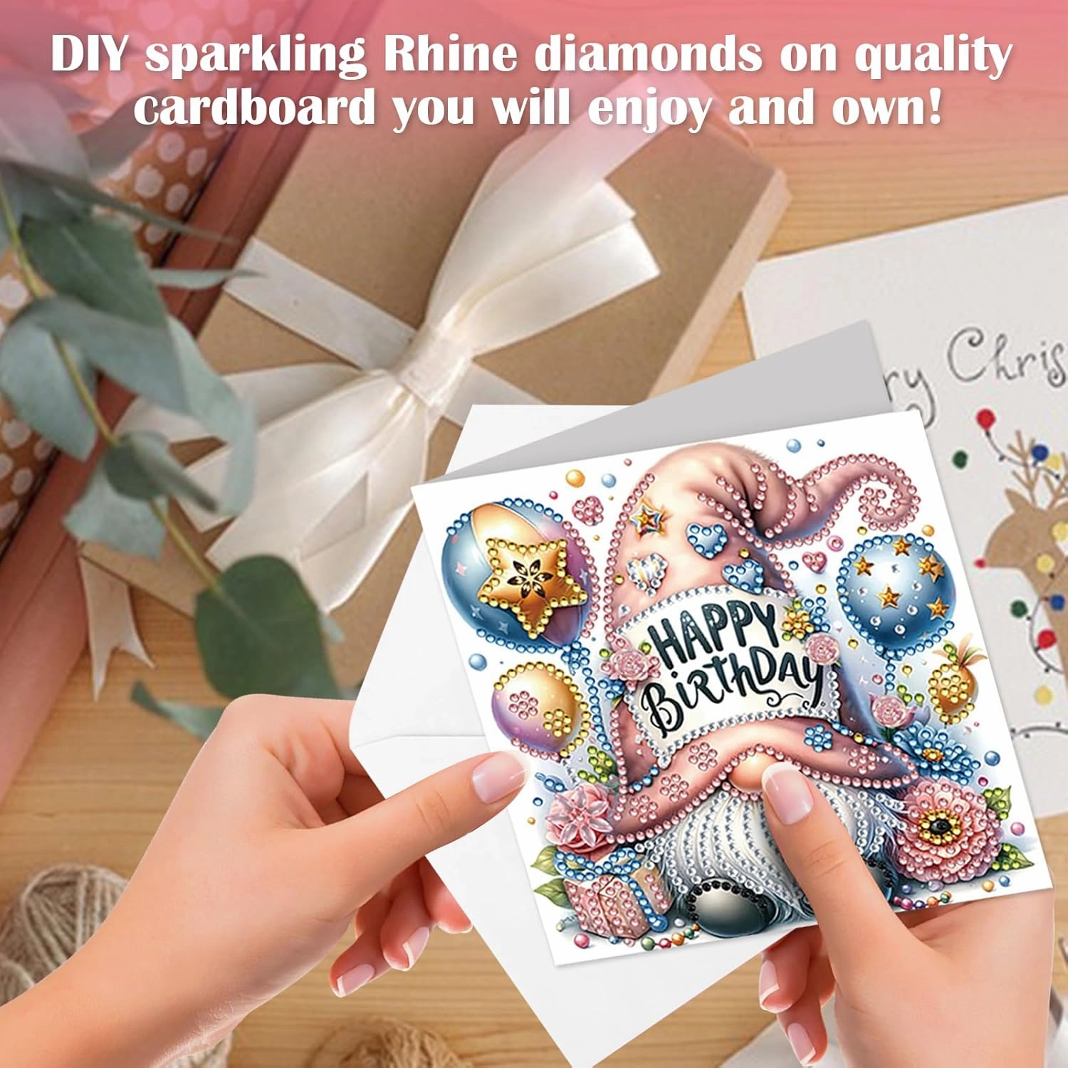 6 Packs DIY 5D Diamond Painting Cards Kits for Adults, Happy Birthday Diamond Art Greeting Cards with Envelop, Diamond Art Cards Gift for Families, Friends, Partners (Birthday 02)
