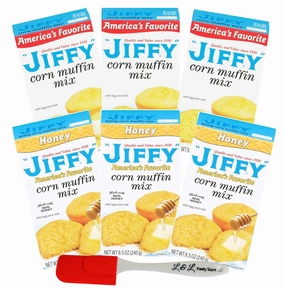 6 PCS Jiffy Muffin Mix | Corn Muffin   Honey Corn Muffin | America's Favorite Corn Muffins | Quality and Value Since 1930 | Bundled with Bonus L&L Mini Spatula