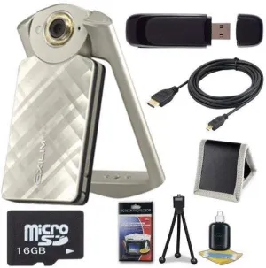 6Ave Casio EX-TR50 Self Portrait/Selfie Digital Camera (Gold)   16GB microSD Memory Card   Micro HDMI Cable   SDHC Card USB Reader   Memory Card Wallet   Deluxe Starter Kit Bundle