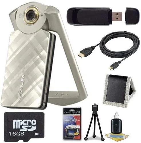 6Ave Casio EX-TR50 Self Portrait/Selfie Digital Camera (Gold)   16GB microSD Memory Card   Micro HDMI Cable   SDHC Card USB Reader   Memory Card Wallet   Deluxe Starter Kit Bundle