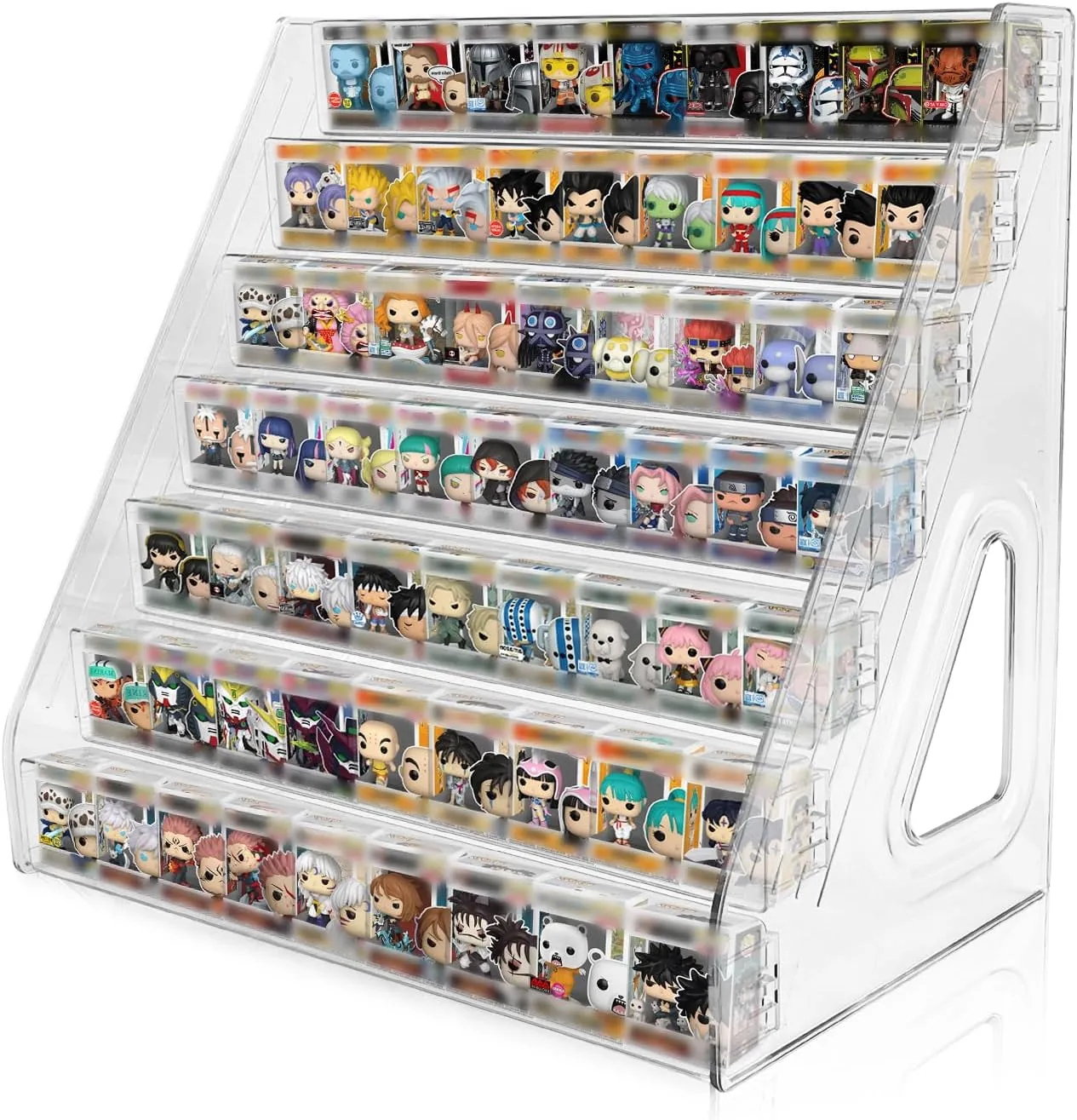 7 Layers Clear Display Shelf for Funko Bitty Pop, Acrylic Figure Display Stand Toys Stand for Mini Collectible Toys
