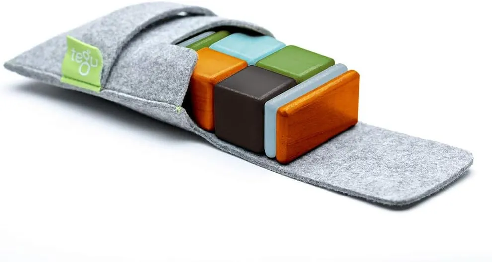 8 Piece Tegu Pocket Pouch Magnetic Wooden Block Set, Nelson