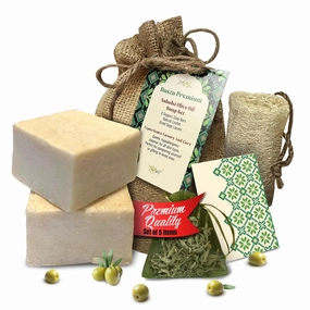 ~ Gift Set Premium 2 Packs Traditional Nabulsi Olive Oil Soap Bars Unscented Organic Natural Pure Hypoallergenic Moisturizing Cleanser for Face Hands Body Bath Imported from Palestine
