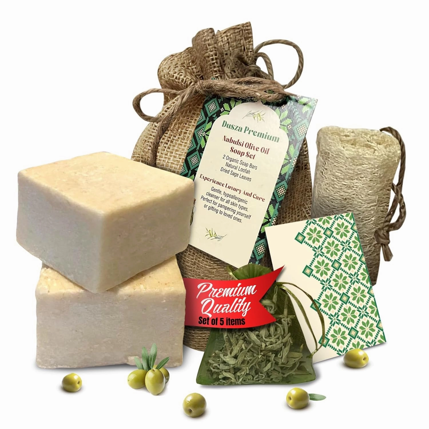 ~ Gift Set Premium 2 Packs Traditional Nabulsi Olive Oil Soap Bars Unscented Organic Natural Pure Hypoallergenic Moisturizing Cleanser for Face Hands Body Bath Imported from Palestine
