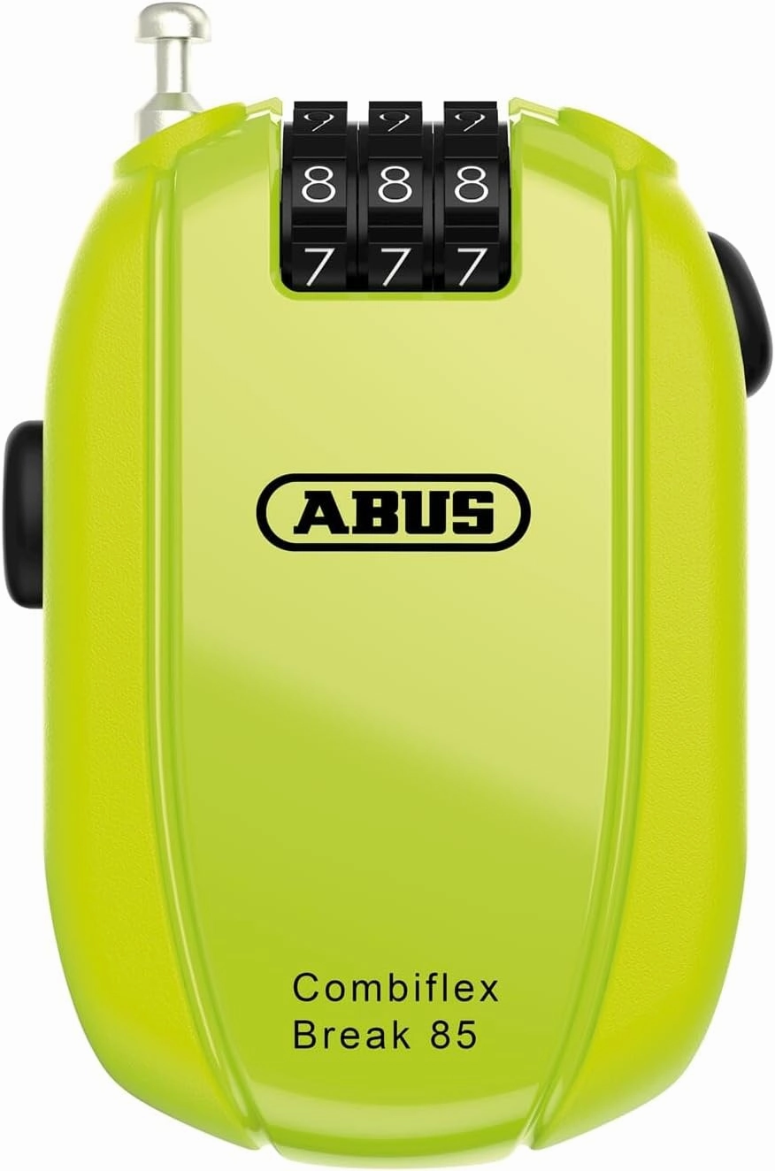 ABUS Combiflex Cable Lock - Lock for securing skis, Helmet, pram and Luggage - Trip 85-85 cm Long - 3 mm Thick - with Number Code - Yellow