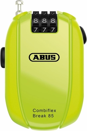 ABUS Combiflex Cable Lock - Lock for securing skis, Helmet, pram and Luggage - Trip 85-85 cm Long - 3 mm Thick - with Number Code - Yellow
