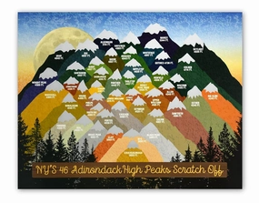 Adirondacks/Hiker/Hiking/High Peaks/ADK/ 46er /Scratch off/ 46er/ Journal/Map/peakquest /11 x14"/ Hiking Supplies and Accessories