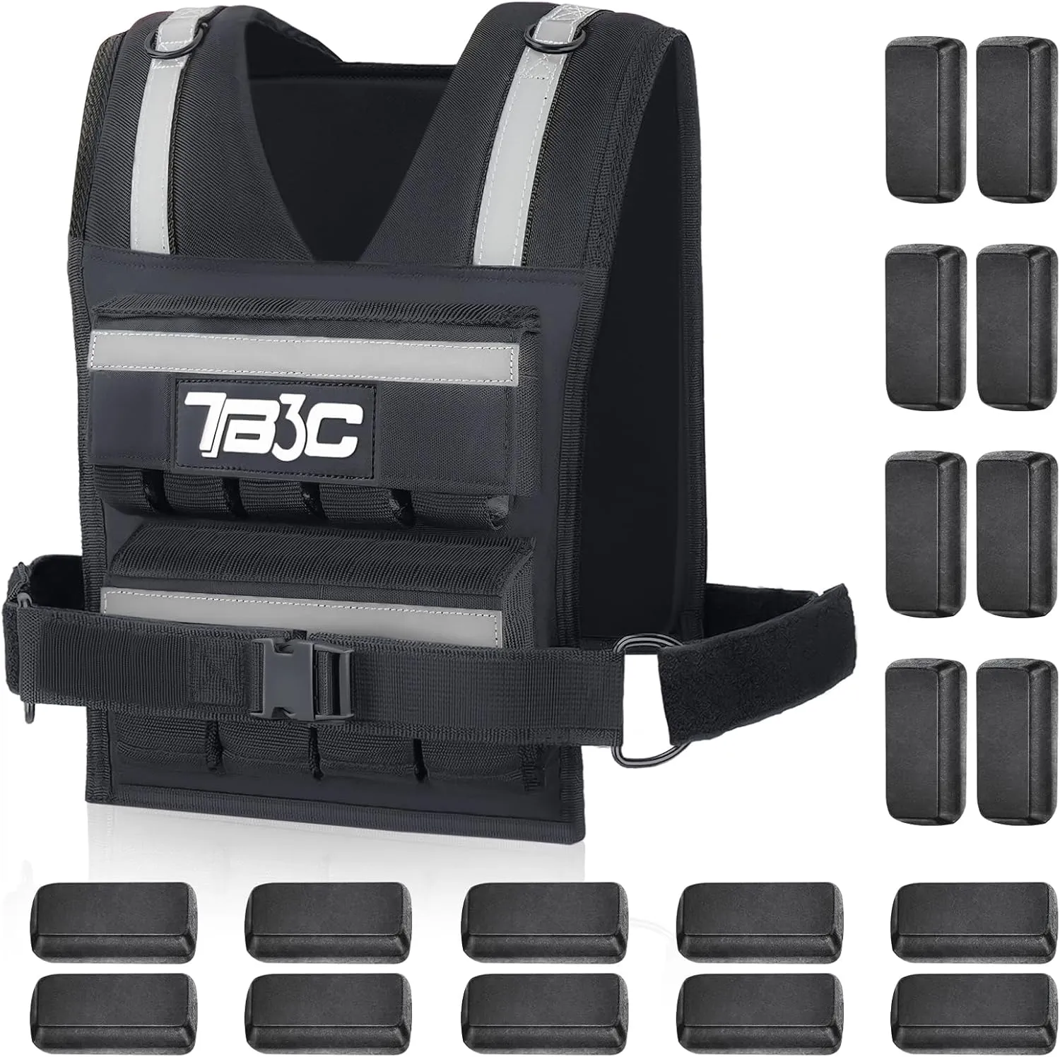 Adjustable Weighted Vest Men 19lbs/ 30lbs/ 40lbs Weights with Reflective Stripe, Weight Vest Woman Workout Vest for Strength Training,Running & Walking.