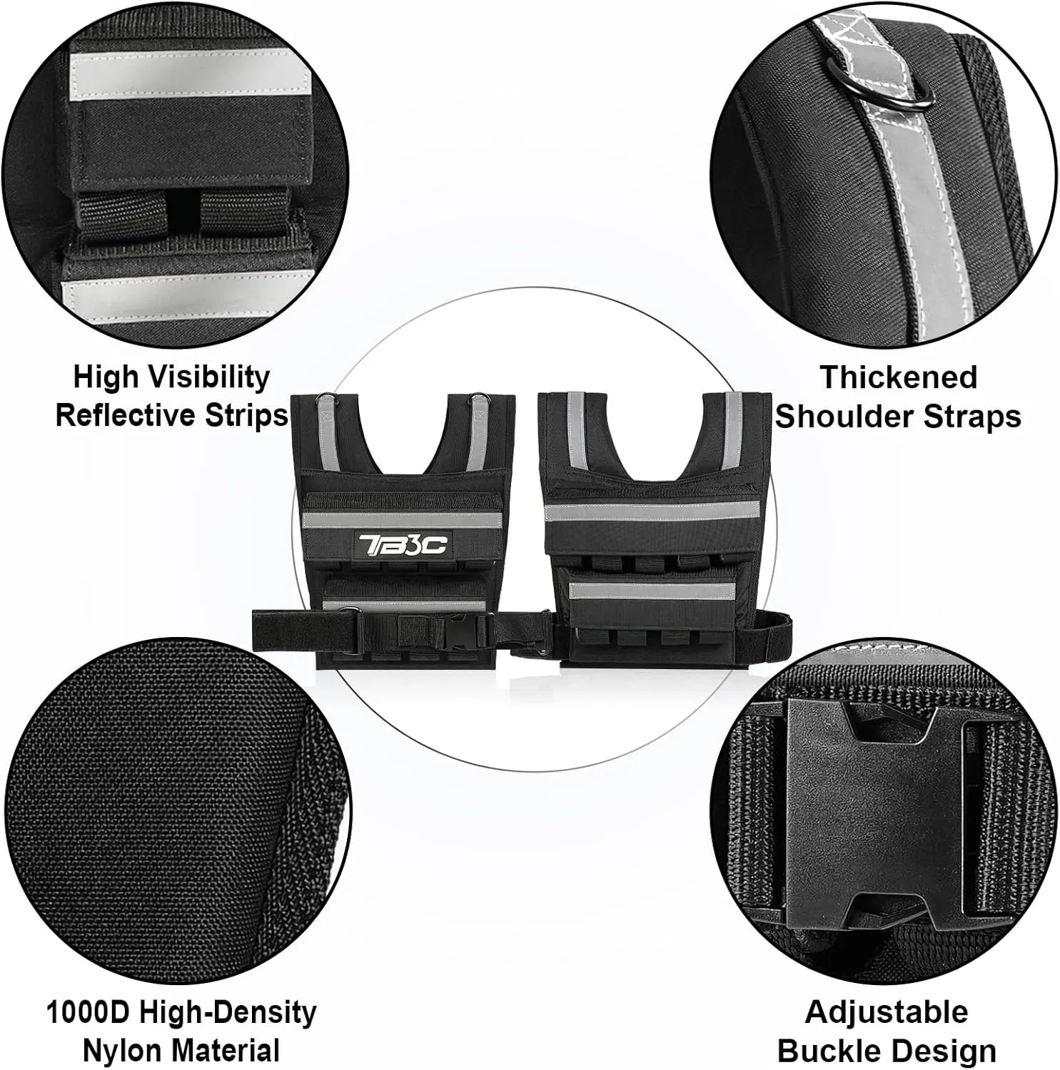 Adjustable Weighted Vest Men 19lbs/ 30lbs/ 40lbs Weights with Reflective Stripe, Weight Vest Woman Workout Vest for Strength Training,Running & Walking.