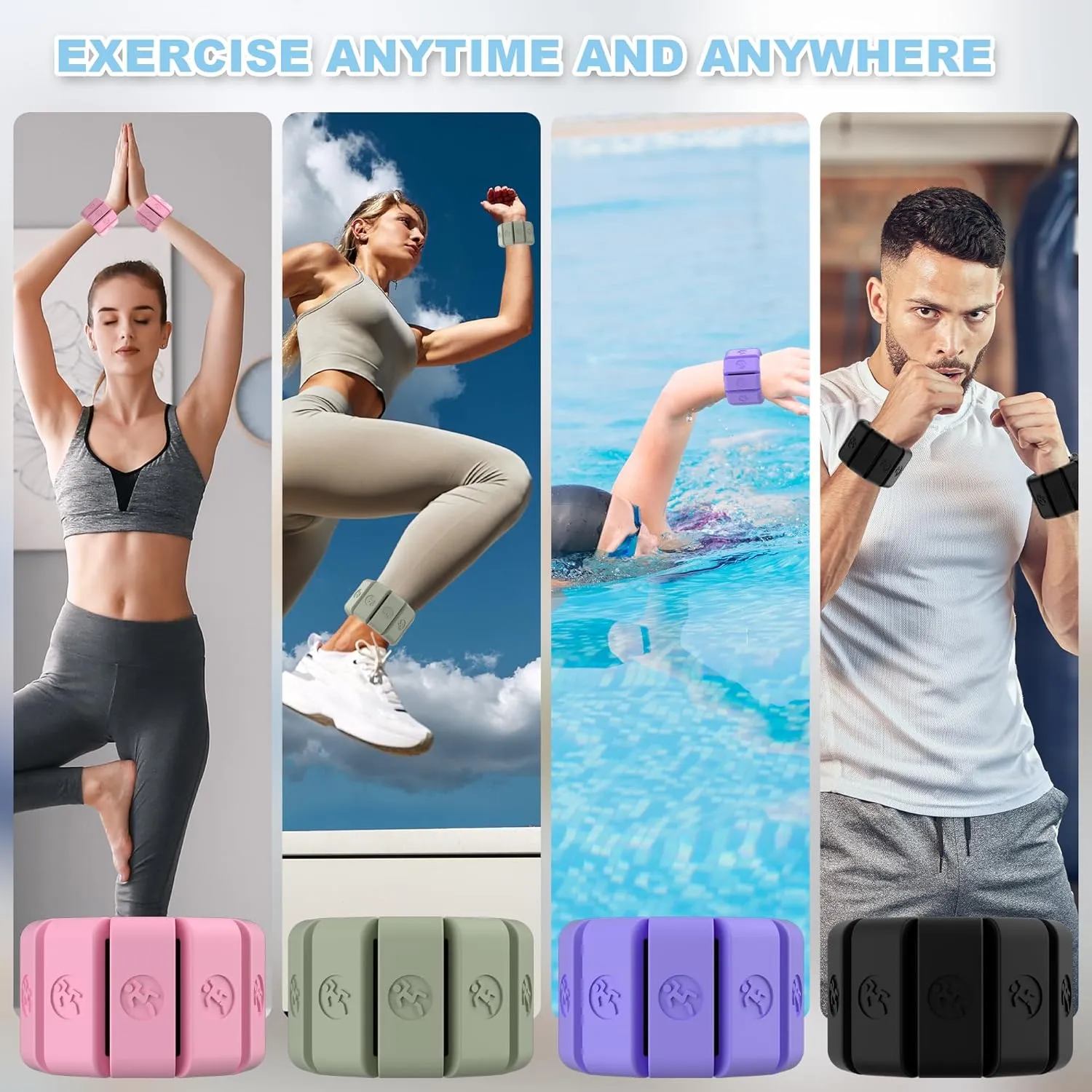 Adjustable Wrist Weights for Women Men, Leg Weights for Women 0.75lb-1lb Each for Walking, Yoga, Dance, Barre, Gym