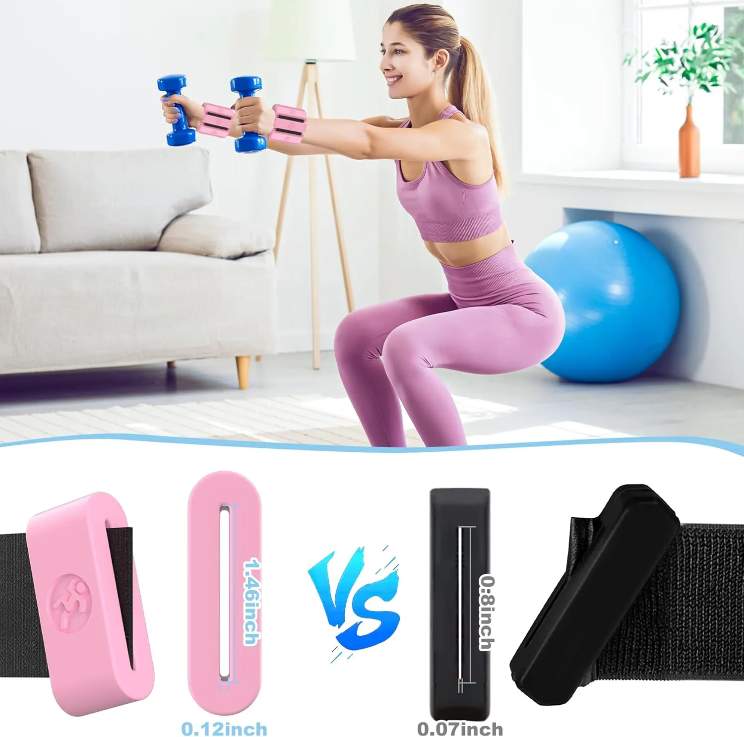 Adjustable Wrist Weights for Women Men, Leg Weights for Women 0.75lb-1lb Each for Walking, Yoga, Dance, Barre, Gym