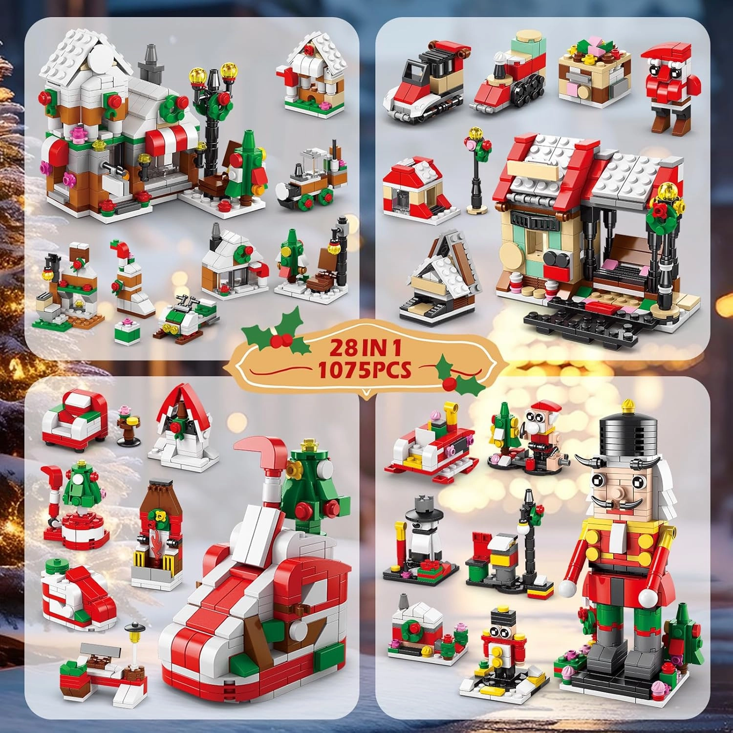 Advent Calendar 2024 Christmas Nutcracker Building Blocks Set - 24 Days Toys for Kids Holiday Countdown Calendars Xmas Thanksgiving Gifts Christmas Stocking Stuffers for Boys Girls Teen