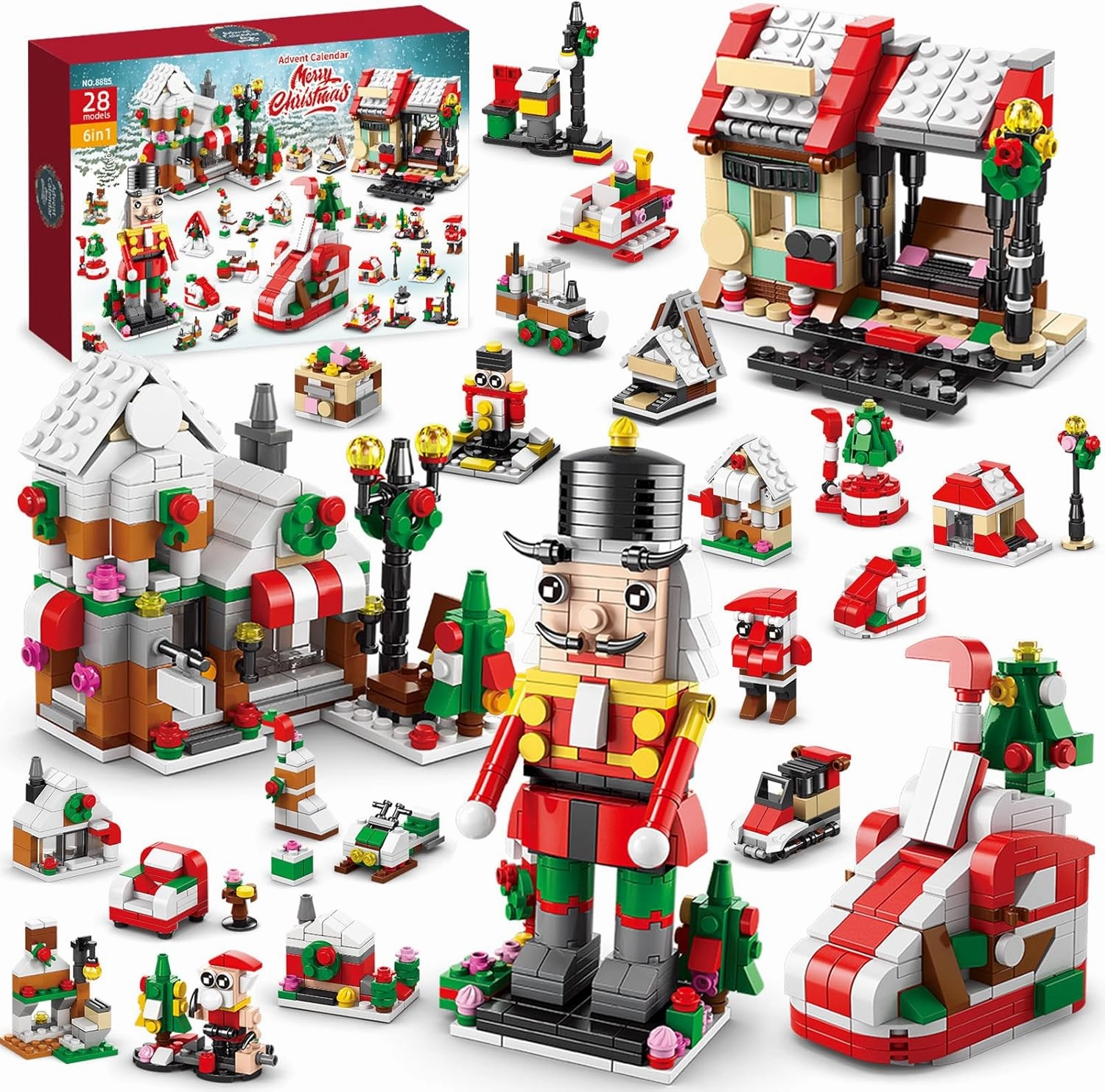 Advent Calendar 2024 Christmas Nutcracker Building Blocks Set - 24 Days Toys for Kids Holiday Countdown Calendars Xmas Thanksgiving Gifts Christmas Stocking Stuffers for Boys Girls Teen