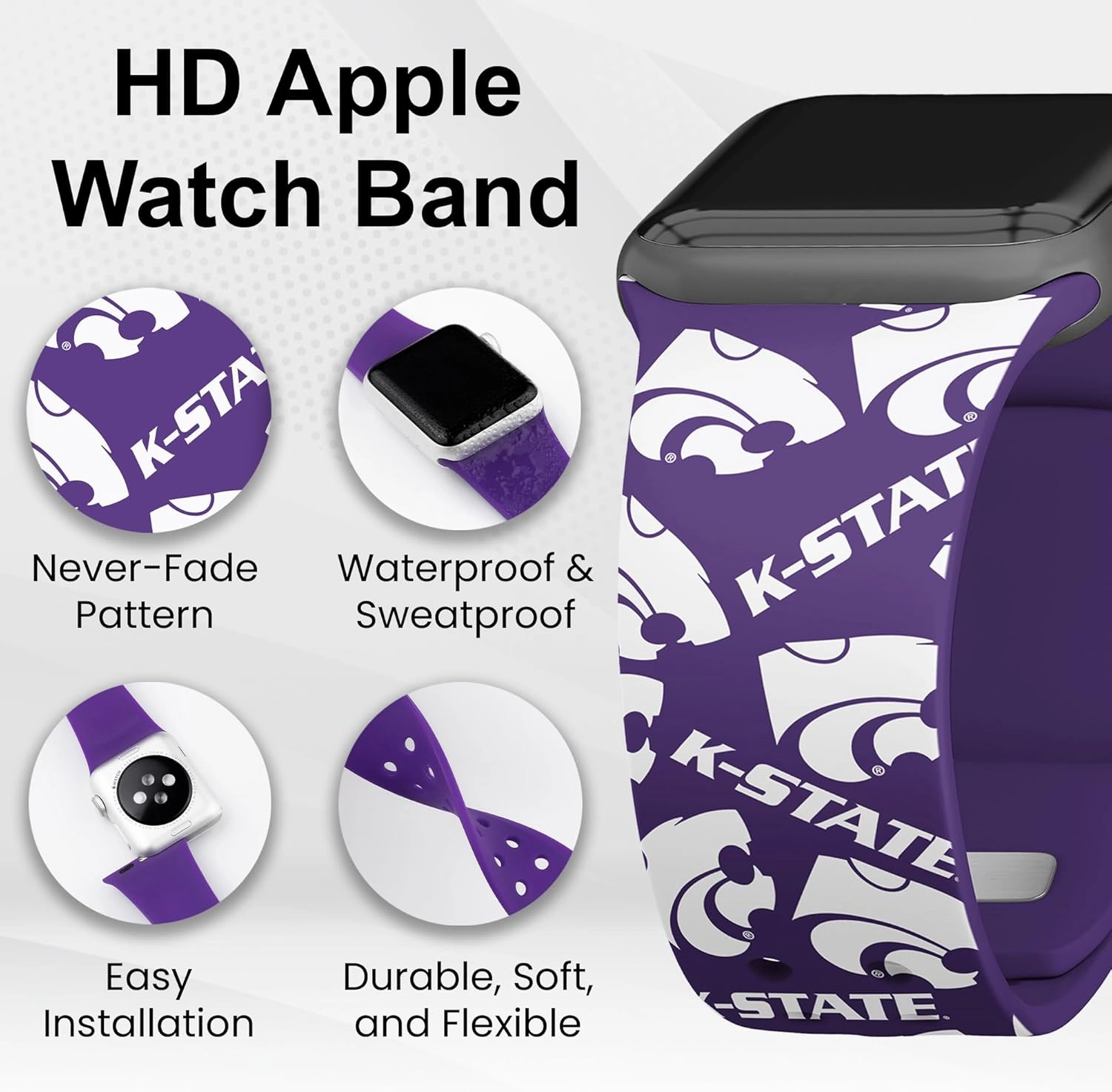 Affinity Bands Kansas State Wildcats HD Watch Band Compatible with Apple Watch