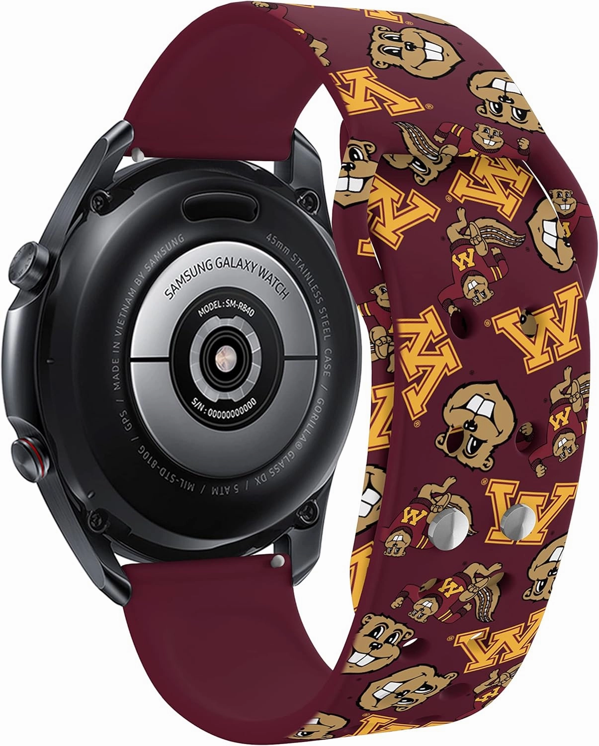 Affinity Bands Minnesota Golden Gophers HD Watch Band Compatible with Samsung Galaxy Watch and more