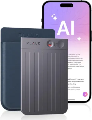 AI Voice Recorder, PLAUD Note AI Note Taking Device, Transcribe & Summarize, Support 112 Languages, 64GB Black Digital Audio Recorder for Lectures, Meetings, Calls, with Magnetic Dark Blue Case
